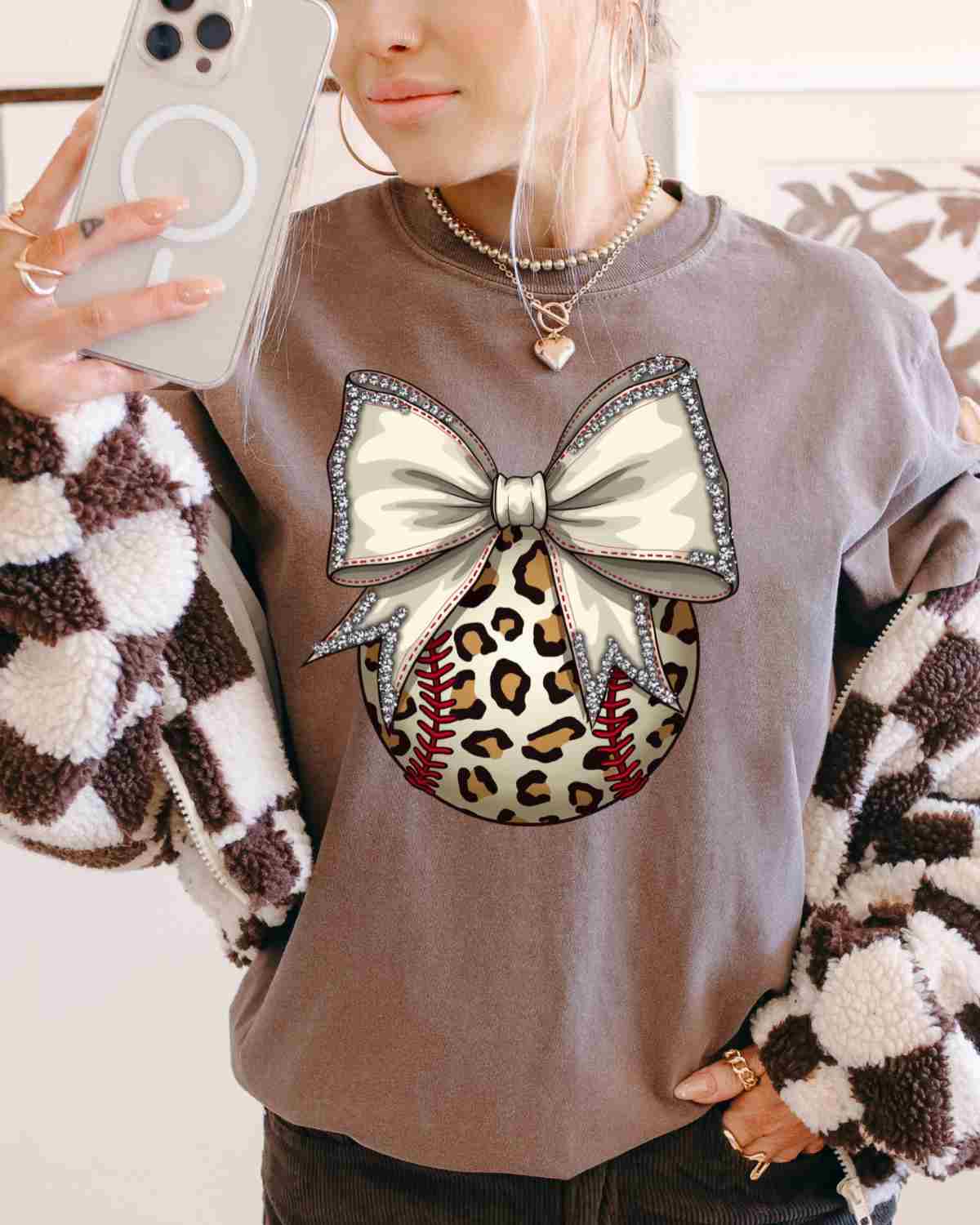 Leopard Baseball Coquette Bow DTF Transfer