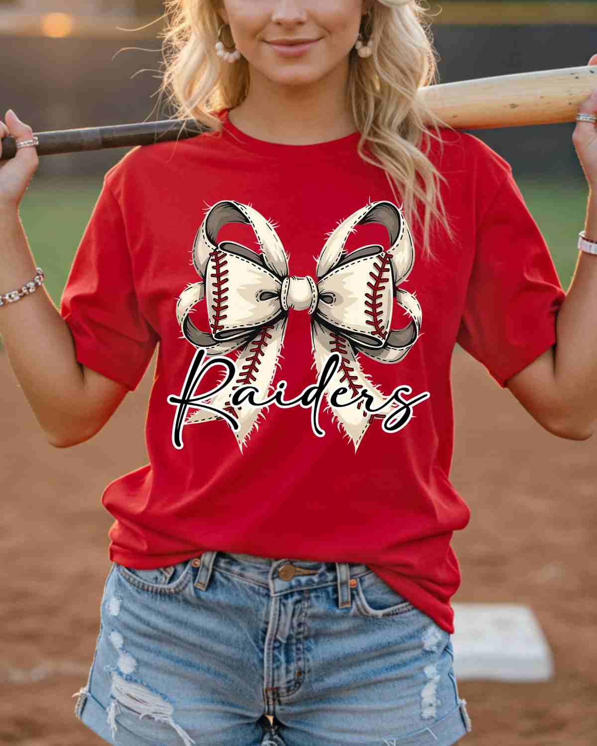 Raiders Baseball Coquette Bow DTF Transfer - Rustic Grace Heat Transfer Company