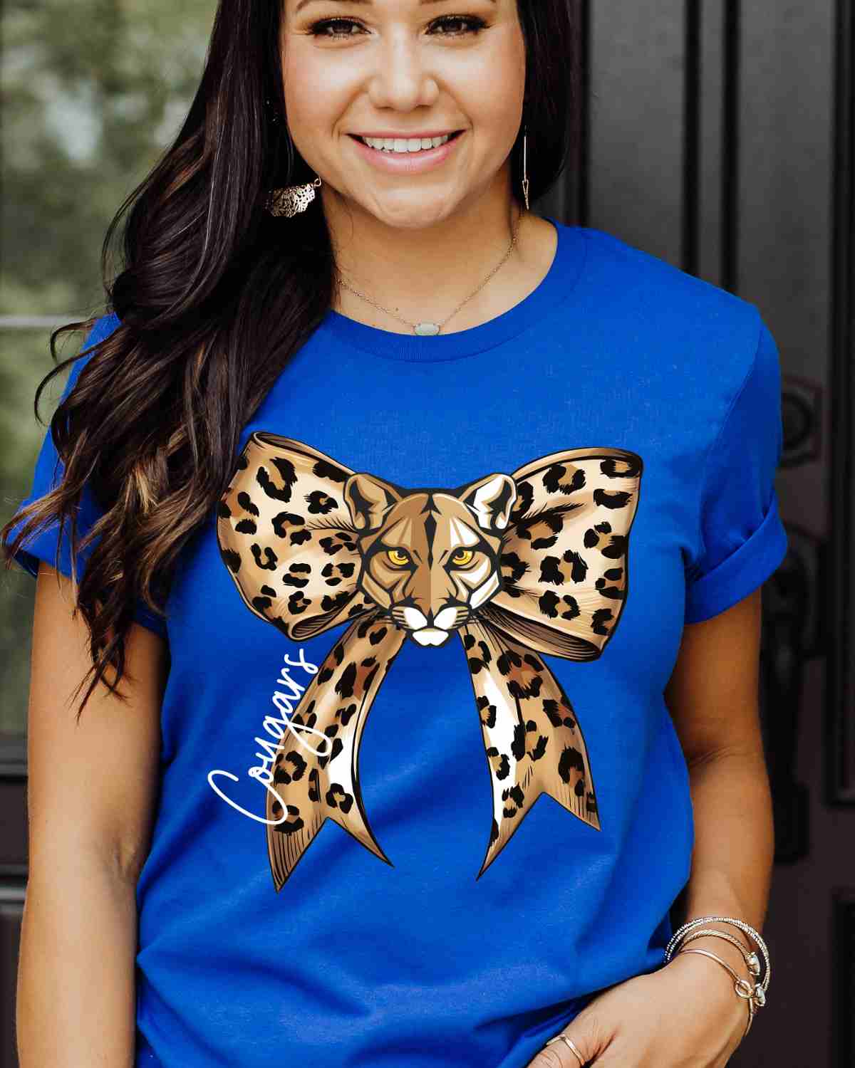 Cougars Leopard Print Bow DTF Transfer