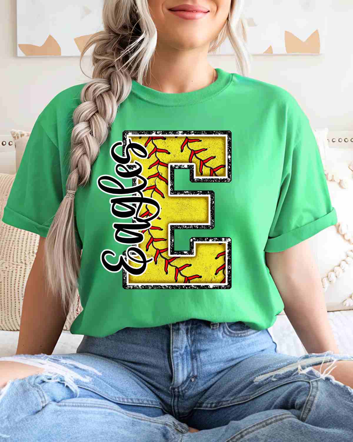 Eagles Softball Letter DTF Transfer - Rustic Grace Heat Transfer Company