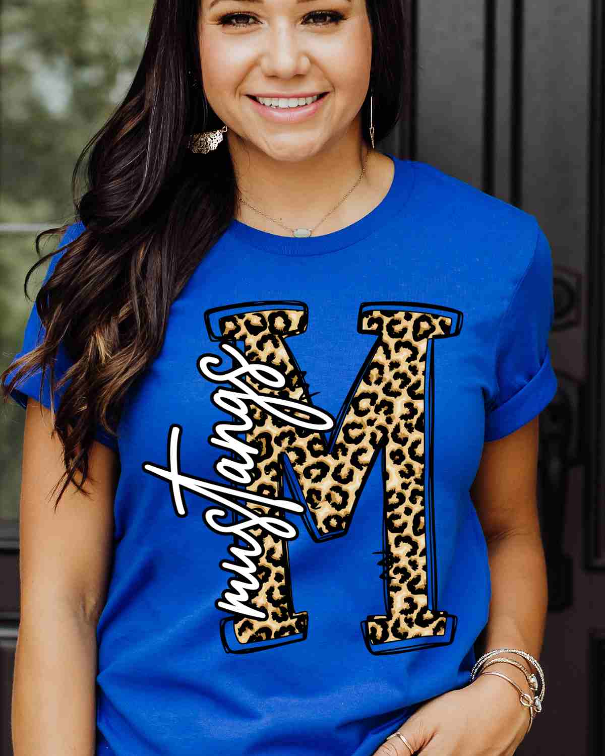 Mustangs Offset Letter Leopard DTF Transfer - Rustic Grace Heat Transfer Company