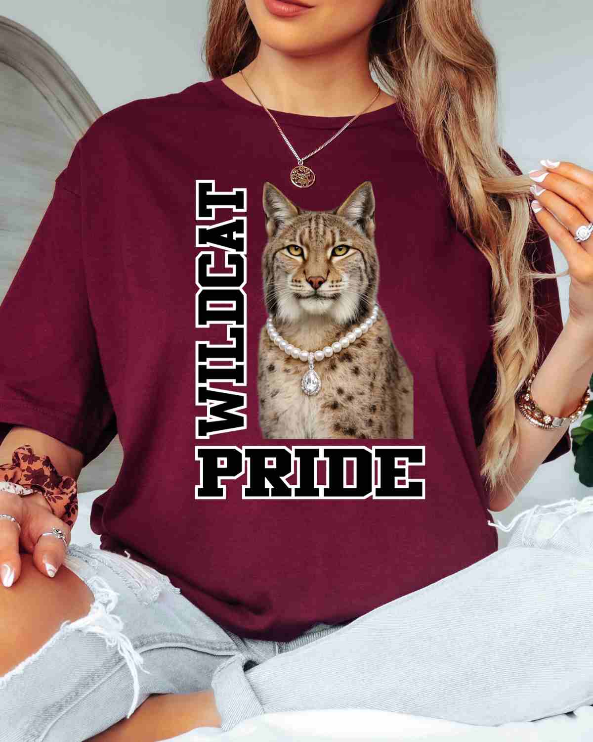 Wildcat Pride Pearl Necklace DTF Transfer - Rustic Grace Heat Transfer Company