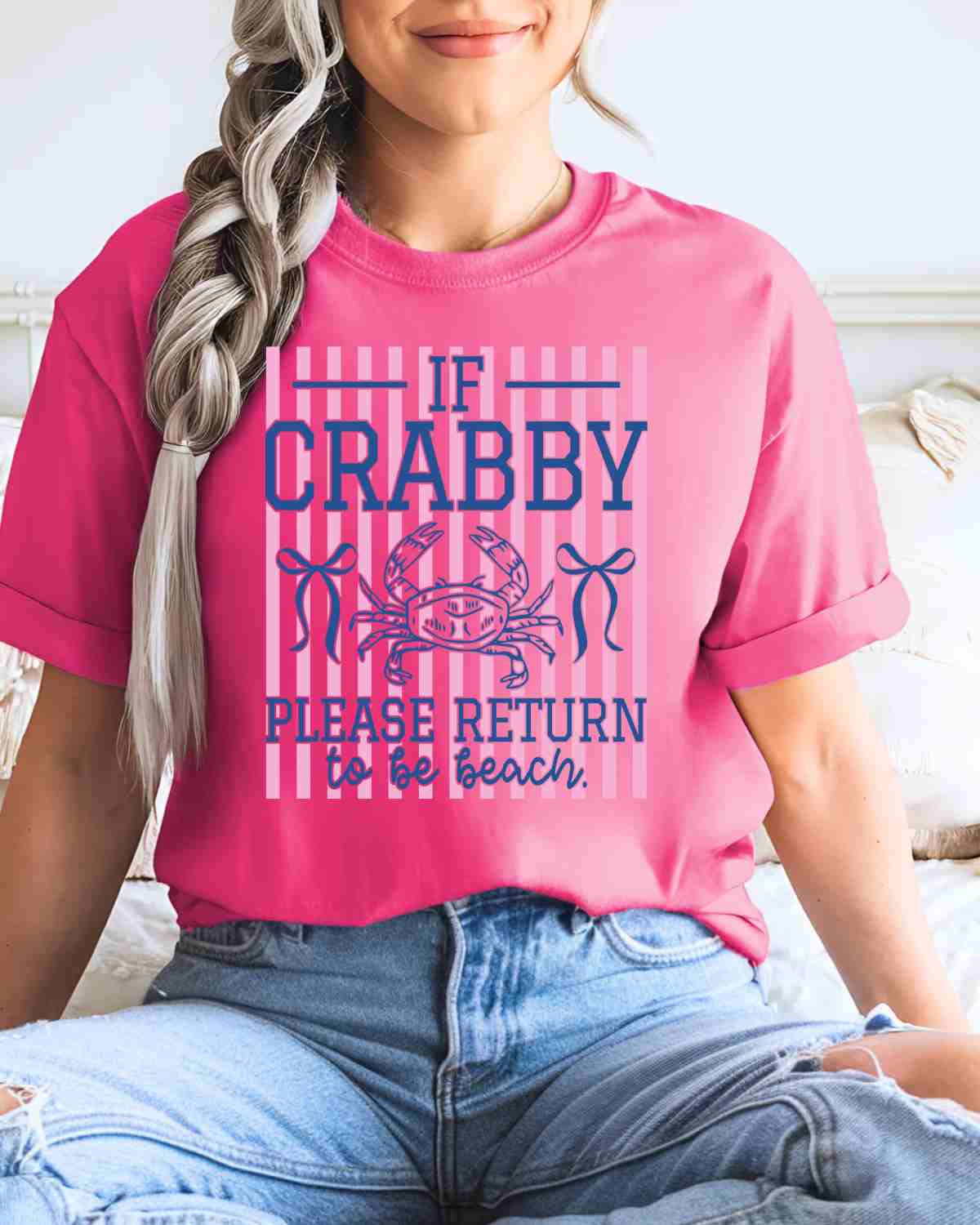 If Crabby Return to Beach Stripes DTF Transfer - Rustic Grace Heat Transfer Company