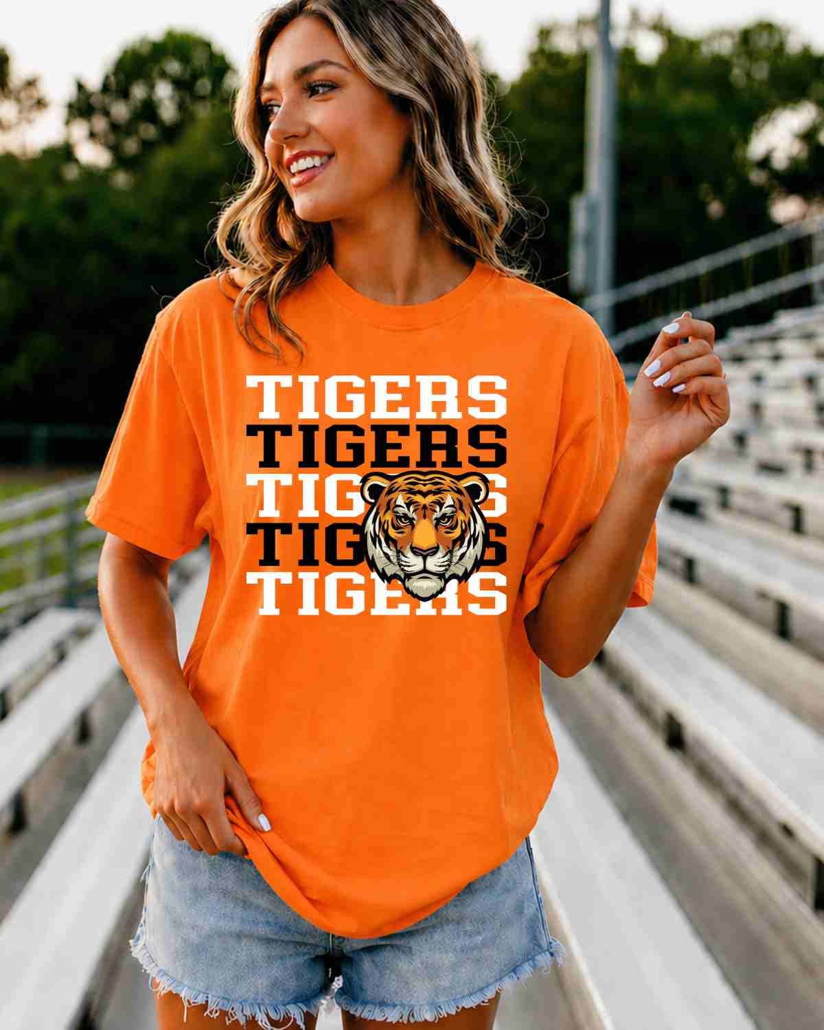 Tigers Repeat Logo DTF Transfer - Rustic Grace Heat Transfer Company