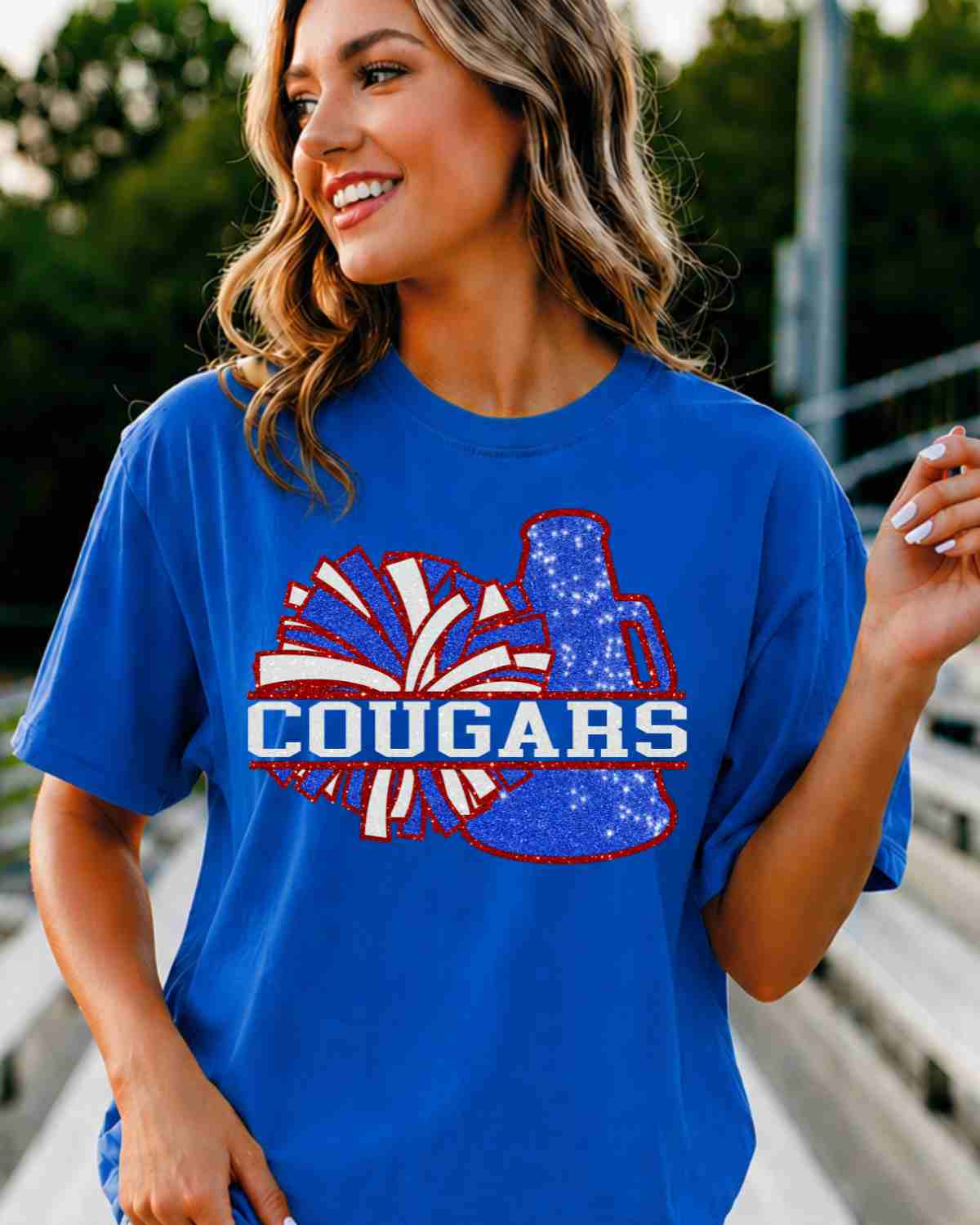 Cougars Cheer Megaphone Split DTF Transfer
