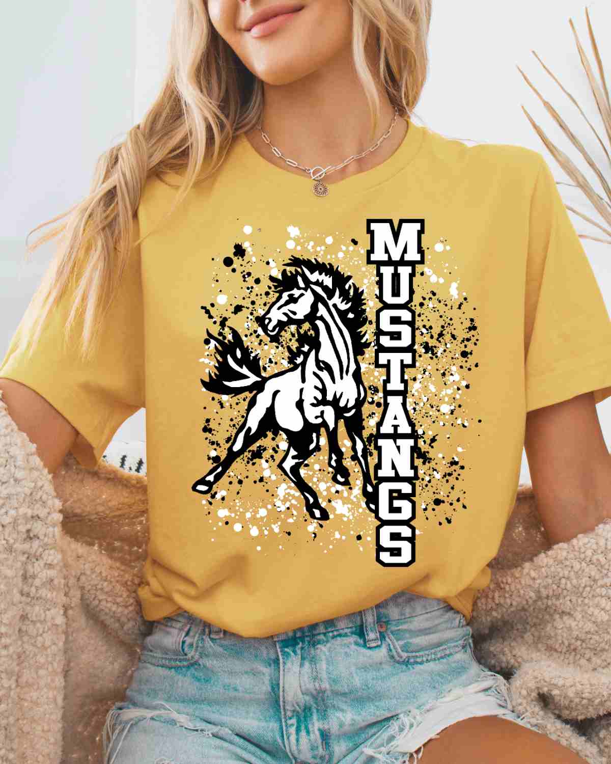 Mustangs Mascot Splatter DTF Transfer