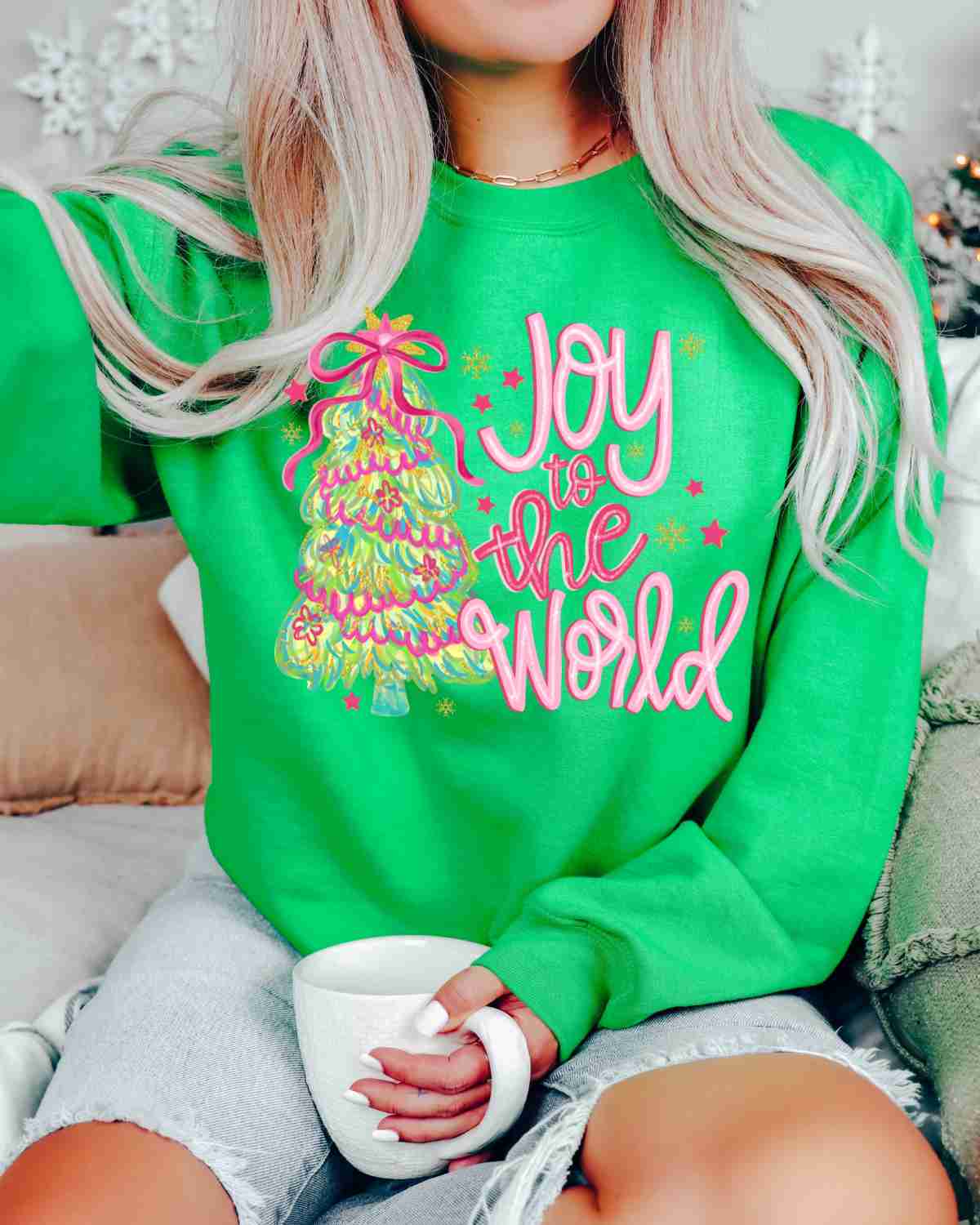 Pink Joy to the World Tree DTF Transfer