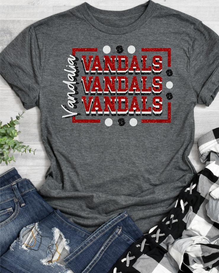 Vandalia Vandals Rectangle with Dots DTF Transfer