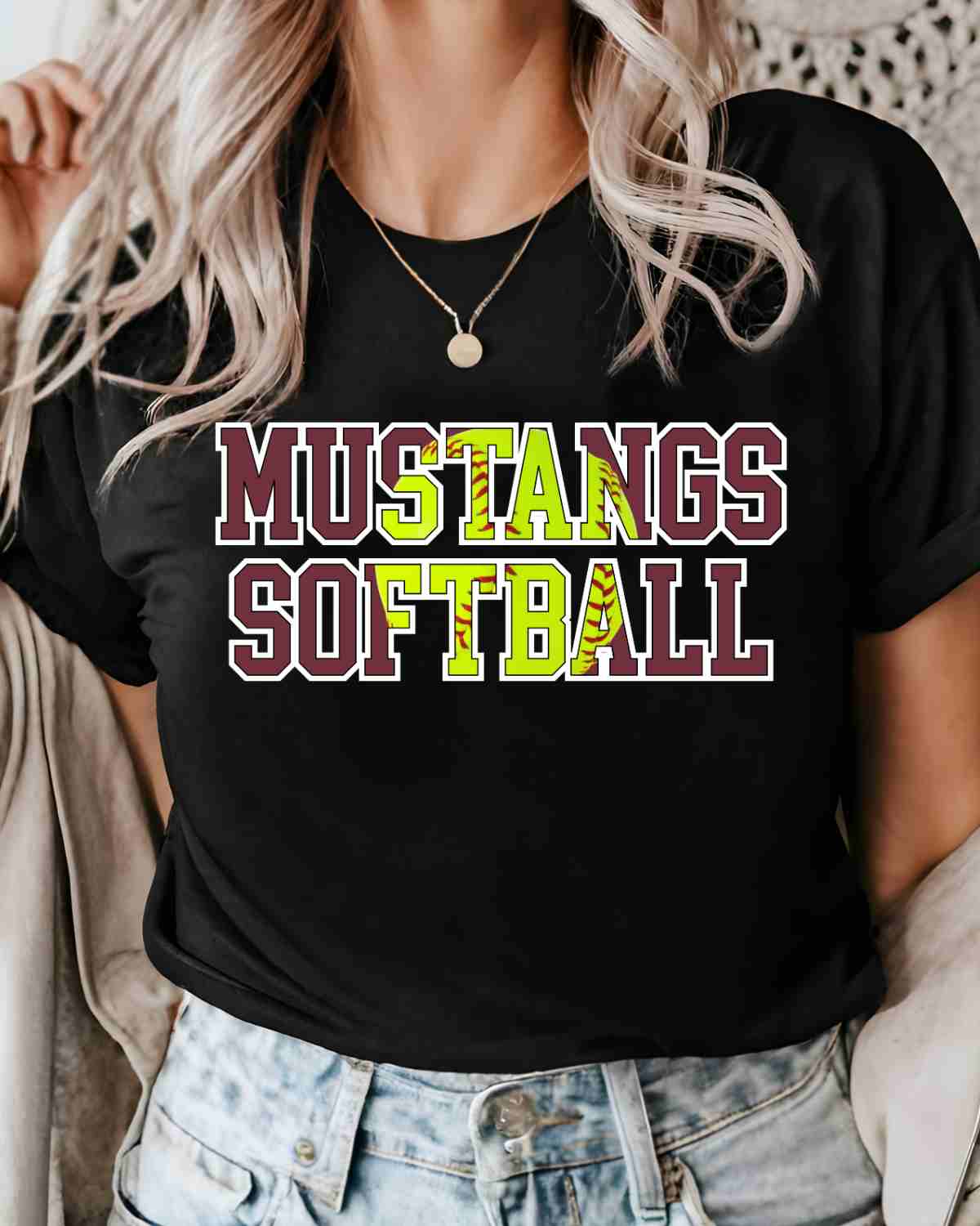 Mustangs Softball Words DTF Transfer