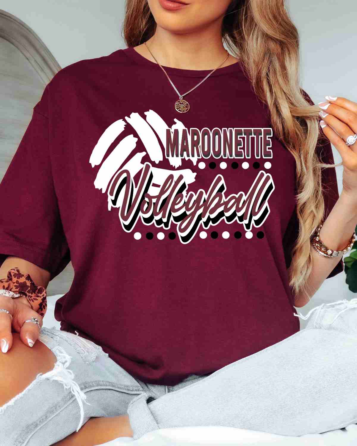 Maroonette Volleyball Dots DTF Transfer