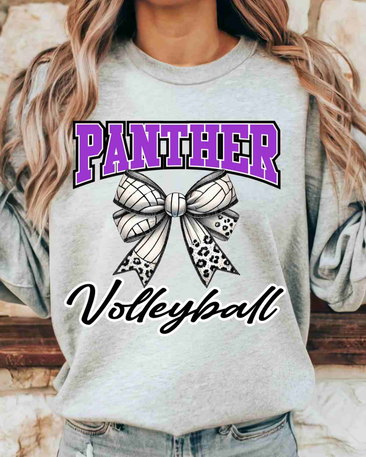 Panther Volleyball Bow Middle DTF Transfer