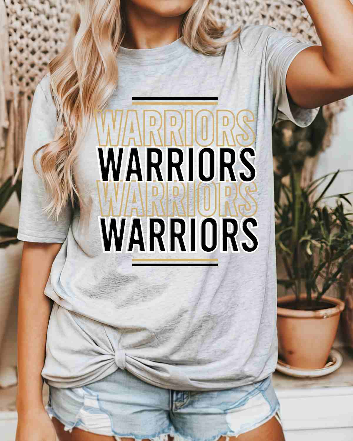 Warriors Outline Repeating DTF Transfer