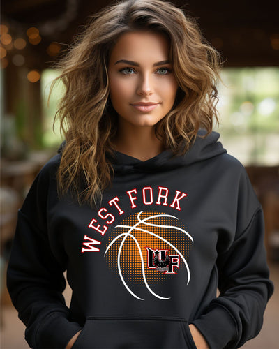 West Fork Warhawks Basketball Halftone Ball DTF Transfer