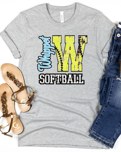 Whippets Softball Rusted Letter DTF Transfer