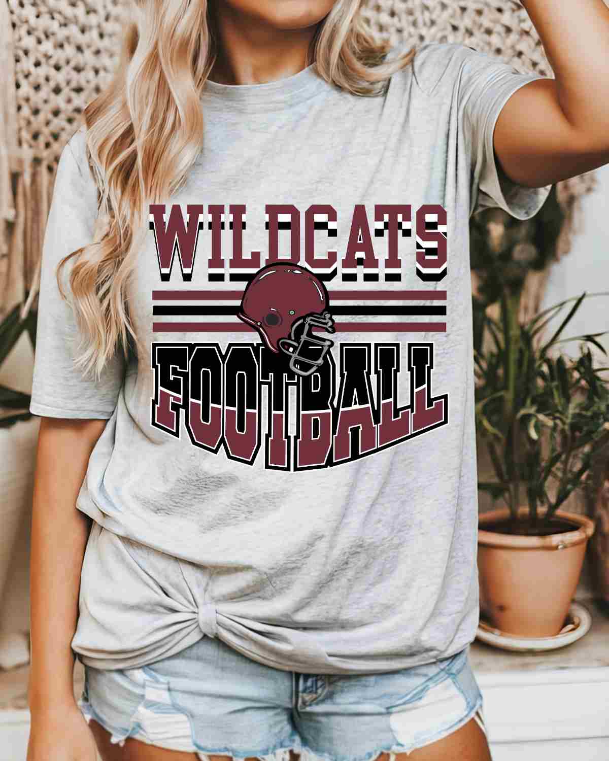 Wildcat Football with Helmet DTF Transfer