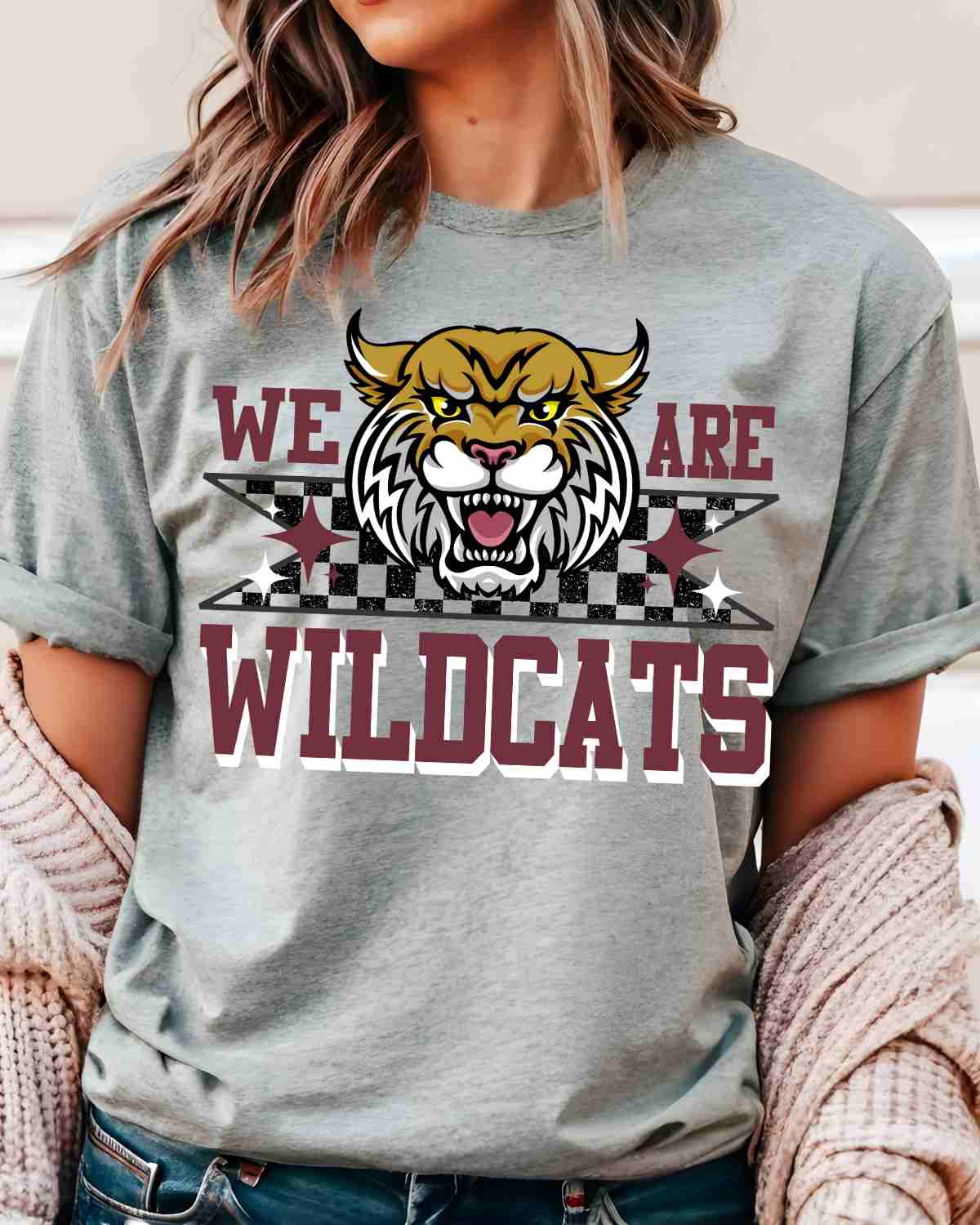 We Are Wildcats Checkered Tag DTF Transfer