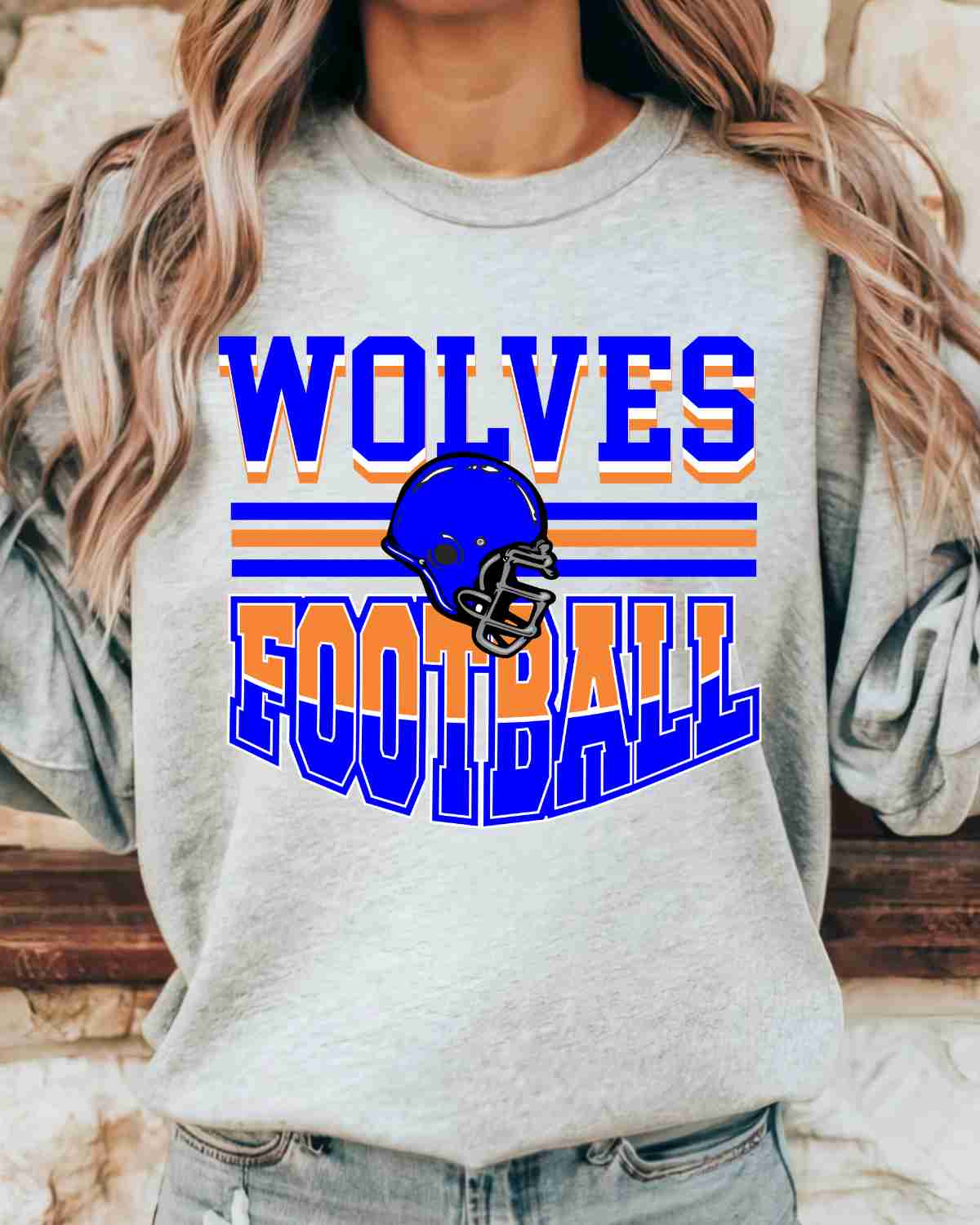 Wolves Football Helmet Middle DTF Transfer