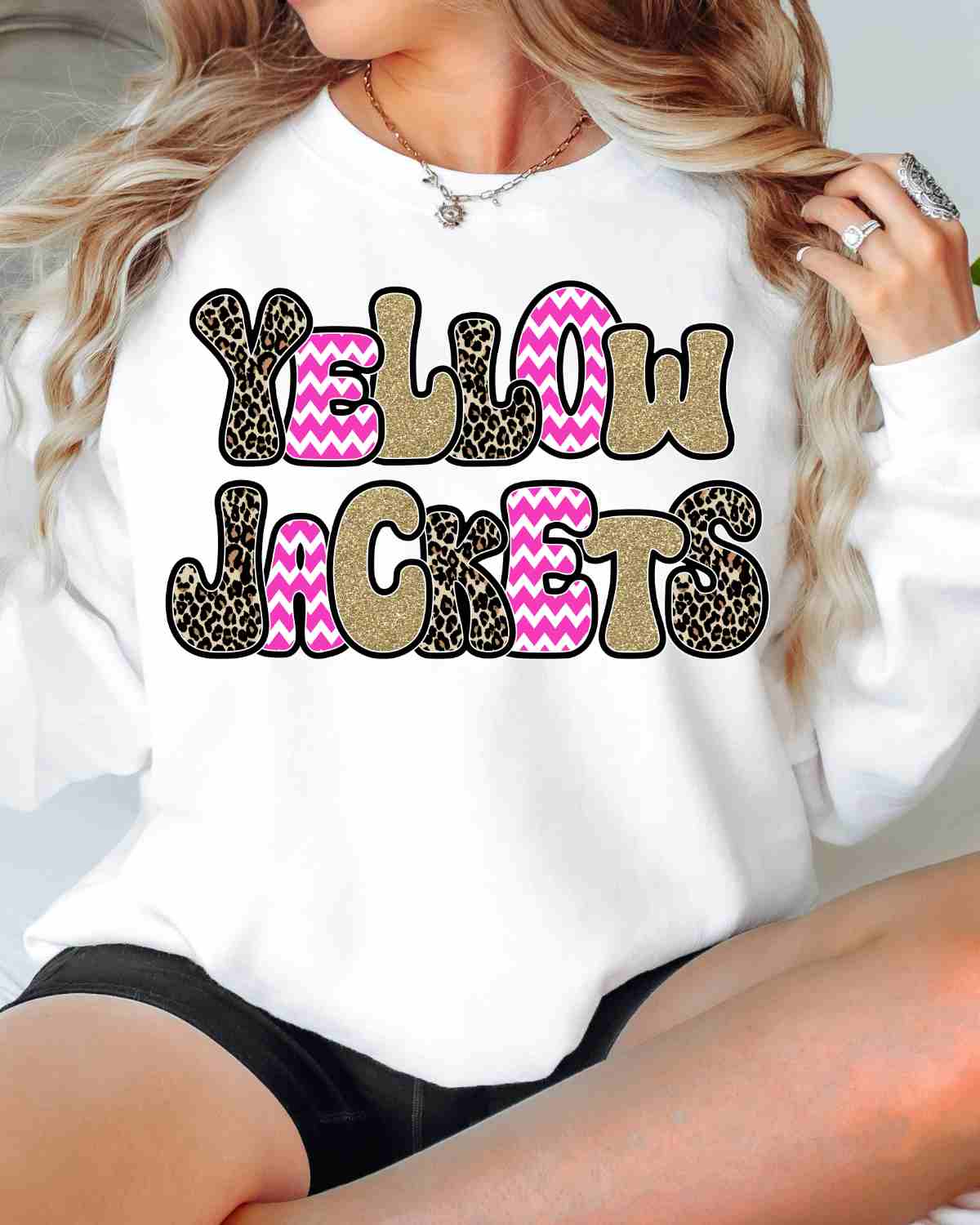 Yellow Jackets Leopard Pink Gold Word DTF Transfer