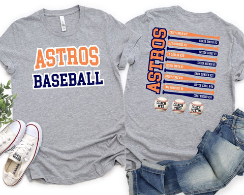 Astros Baseball Custom Team Bats Transfer - Rustic Grace Heat Transfer Company