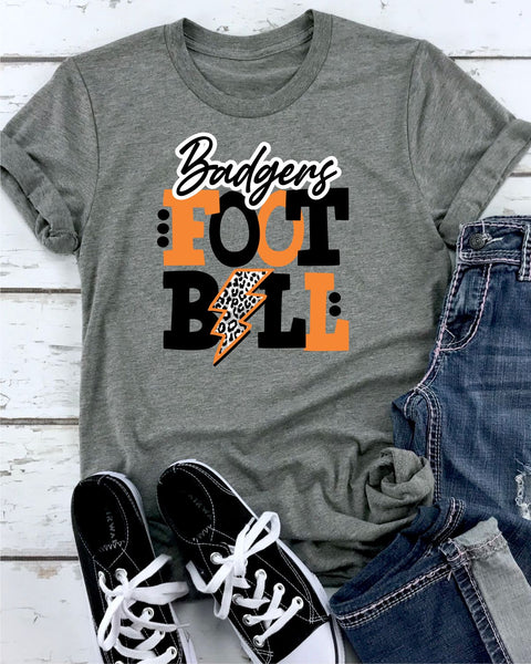 Badgers Football with Bolt Transfer - Rustic Grace Heat Transfer Company