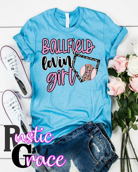 Ballfield Lovin' Girl Transfer - Rustic Grace Heat Transfer Company