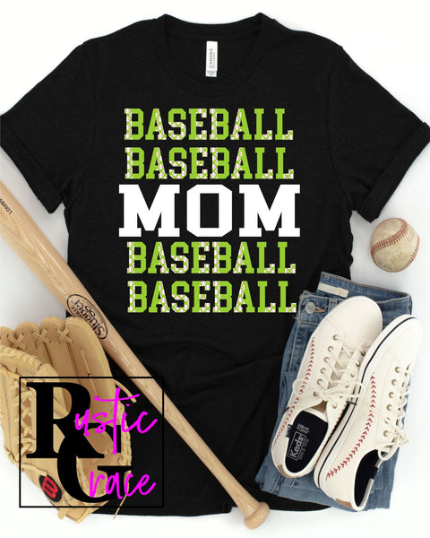 Baseball Mom Split Lettering Transfer - Rustic Grace Heat Transfer Company