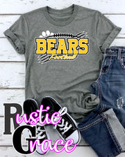 Bears Football with Claws Transfer - Rustic Grace Heat Transfer Company