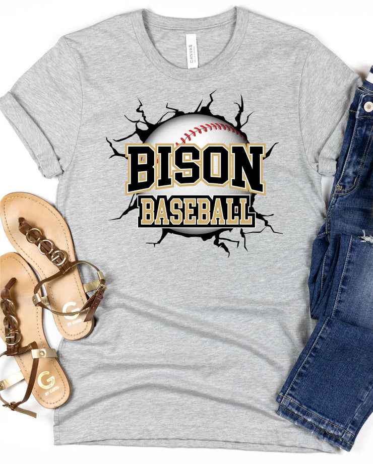 Bison Baseball Break Through Transfer - Rustic Grace Heat Transfer Company