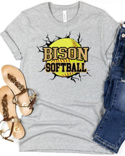 Bison Softball Break Through Transfer - Rustic Grace Heat Transfer Company