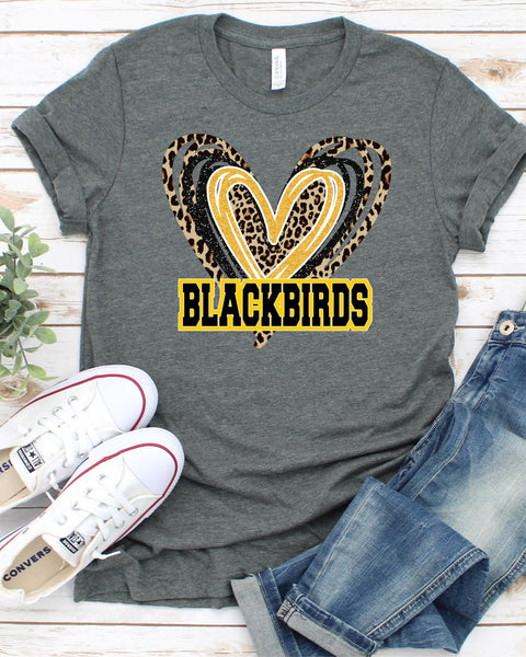 Blackbirds Triple Heart Transfer - Rustic Grace Heat Transfer Company