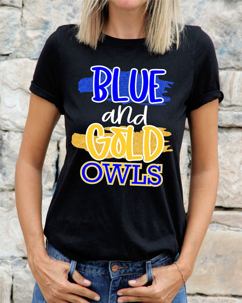 Blue and Gold Owls Transfer - Rustic Grace Heat Transfer Company