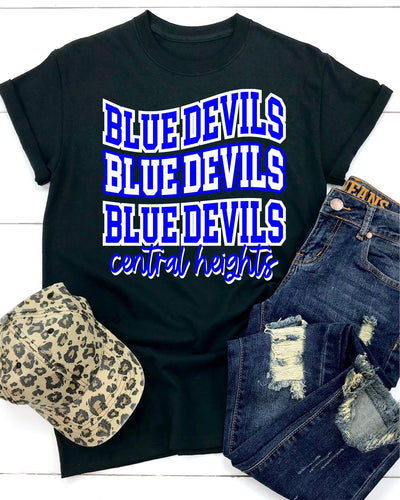 Blue Devils Central Heights Swerve Word Transfer - Rustic Grace Heat Transfer Company