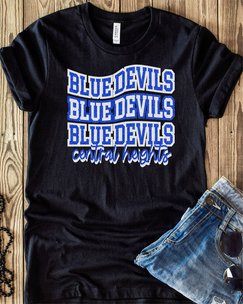 Blue Devils Central Heights Swerve Word Transfer - Rustic Grace Heat Transfer Company