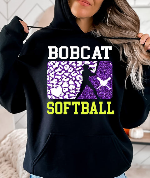Bobcat Leopard Softball Player Transfer - Rustic Grace Heat Transfer Company