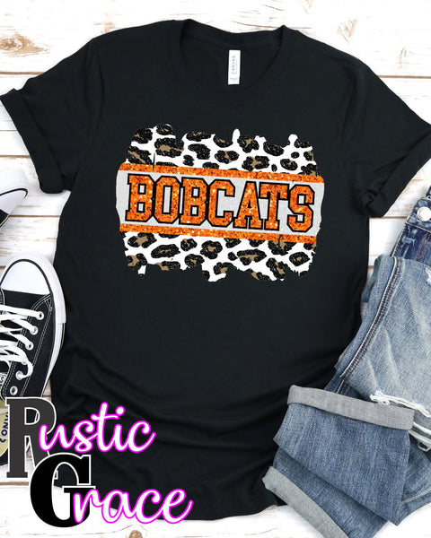 Bobcats Leopard Glitter Swash Transfer - Rustic Grace Heat Transfer Company