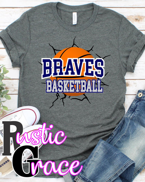 Braves Basketball Break Through Transfer - Rustic Grace Heat Transfer Company