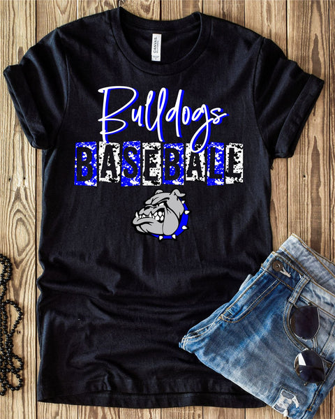 Bulldogs Baseball Grunge Lettering Transfer - Rustic Grace Heat Transfer Company