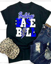 Bulldogs Baseball with Bolt Transfer - Rustic Grace Heat Transfer Company