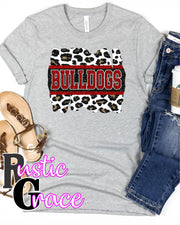 Bulldogs Leopard Glitter Swash Transfer - Rustic Grace Heat Transfer Company