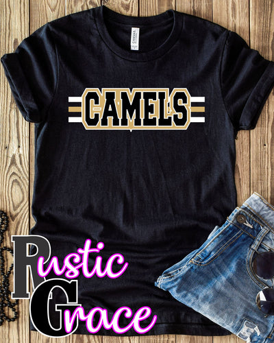 Camels Word with Stripes Transfer - Rustic Grace Heat Transfer Company