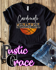 Cardinals Basketball Half Ball Transfer - Rustic Grace Heat Transfer Company