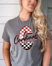 Cardinals Checkered Letter Transfer - Rustic Grace Heat Transfer Company