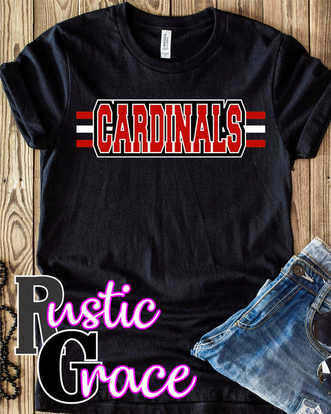 Cardinals Word Stripes Transfer - Rustic Grace Heat Transfer Company