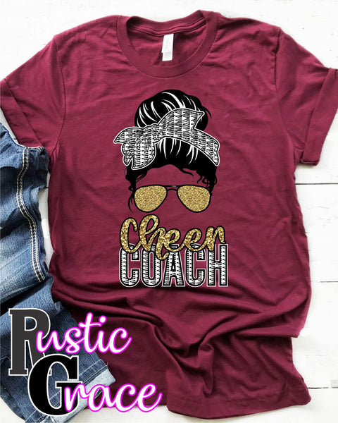 Cheer Coach Messy Bun Transfer - Rustic Grace Heat Transfer Company