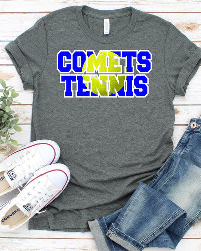 Comets Tennis Words Transfer - Rustic Grace Heat Transfer Company