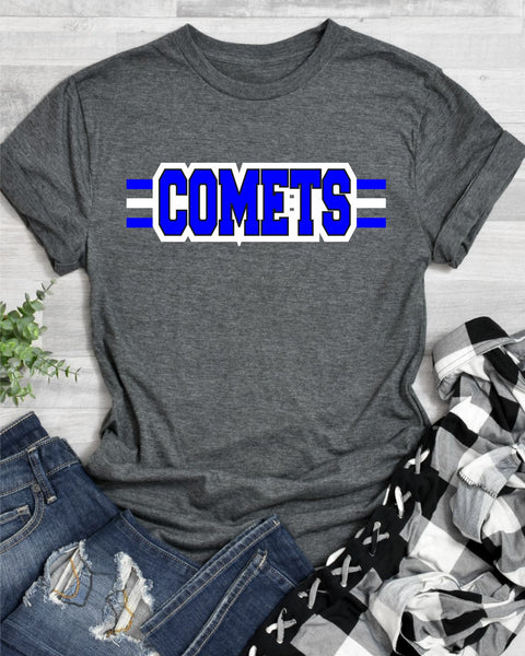 Comets Word with Lines Transfer - Rustic Grace Heat Transfer Company