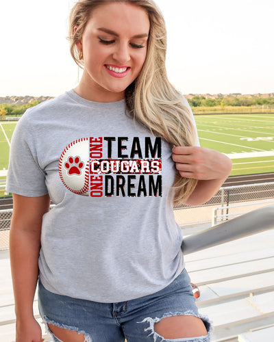 Cougars One Team One Dream Baseball Transfer - Rustic Grace Heat Transfer Company