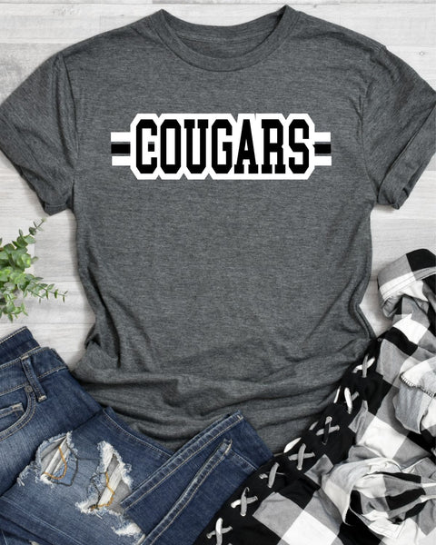 Cougars Word with Lines Transfer - Rustic Grace Heat Transfer Company