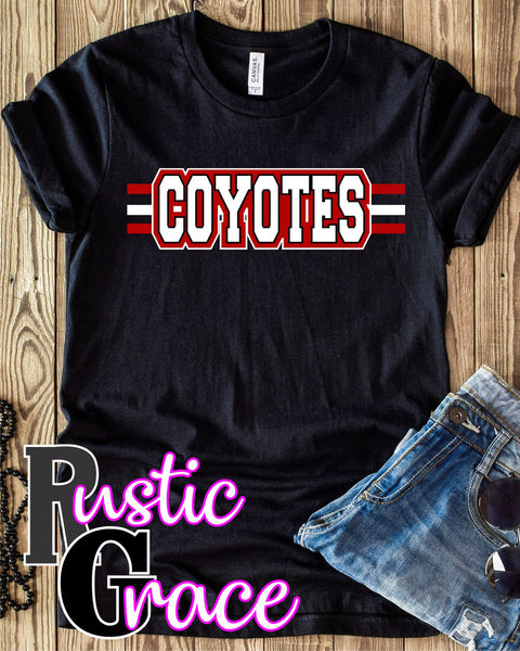 Coyotes Word Three Lines Transfer - Rustic Grace Heat Transfer Company