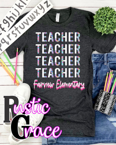 Customized Repeating Teacher Transfer - Rustic Grace Heat Transfer Company